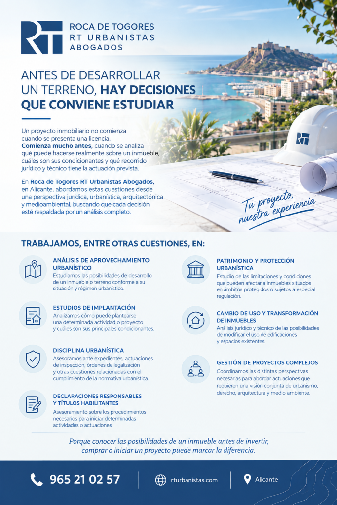 Análisis urbanístico de terrenos y proyectos inmobiliarios en Alicante
